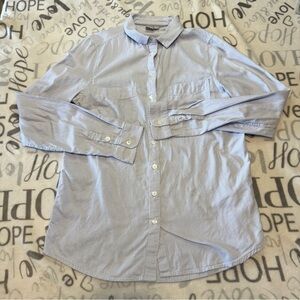 Twik | women's medium Light Blue Striped Oxford Button Down shirt 100% cotton